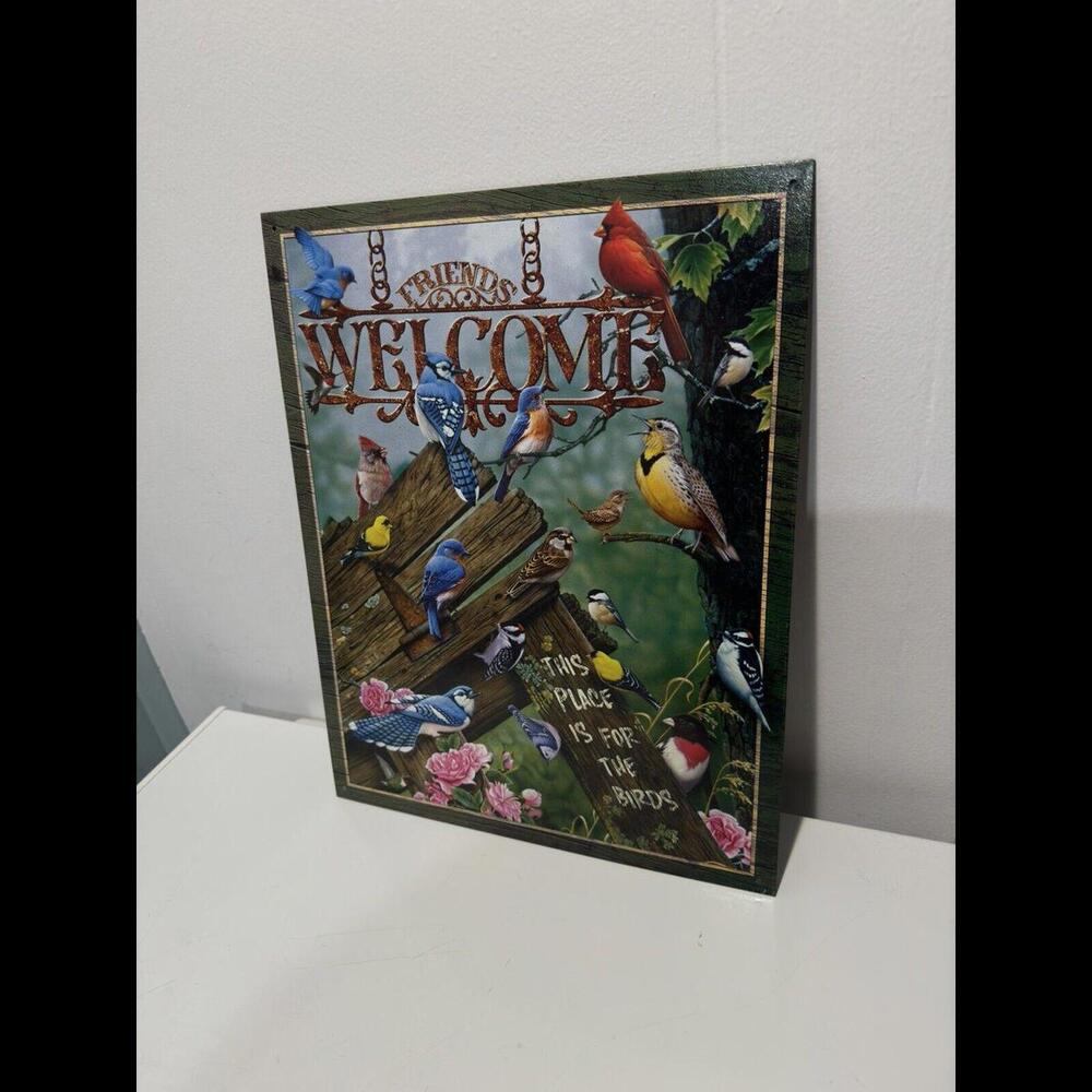 Friends Welcome Tin Metal Sign - This Place is For the Birds Decor Size 12.5X16 - Picture 3 of 3